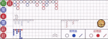 a grid with numbers and circles and a chinese symbol