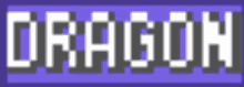 a pixel art of the word dragon on a purple background