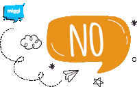 a speech bubble with the word no written inside of it