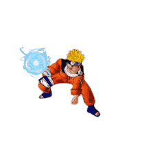 a cartoon of naruto holding a blue ball