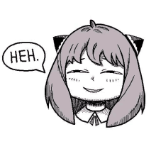 a black and white drawing of a girl with cat ears and a speech bubble that says ` ` heh . ` `