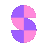 the letter s is pink and purple and has a checkered pattern .