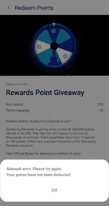 a screenshot of the rewards point giveaway