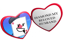 diamond my beloved husband is written on a heart shaped pin