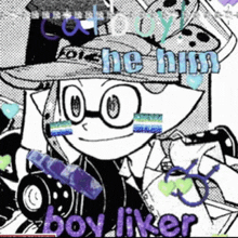 a black and white drawing of a boy with the words " boy liker " on the bottom