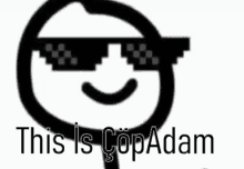 a stick figure wearing sunglasses with the words `` this is cop adam '' written on it .