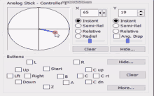 a screenshot of a program called analog stick - controller 1