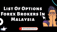 a woman is covering her face with her hands in front of a list of options for forex brokers in malaysia .