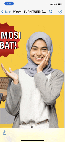 a woman wearing a hijab is smiling in front of a yellow background