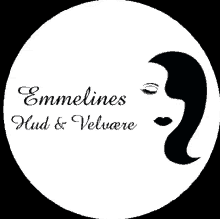 a logo for emmelines hud & veluare with a woman 's face in a circle