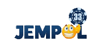 a jempol logo with a smiley face holding a poker chip .