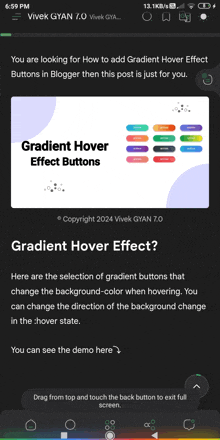 a screenshot of the gradient hover effect buttons page