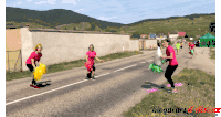 a group of cheerleaders on the side of a road with the words blogueurs d' alsace written on the bottom