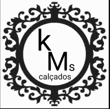 a black and white logo for a company called km calçados