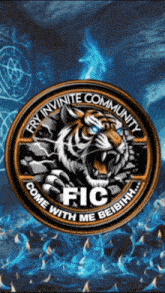 a logo for the fry infinite community with a tiger in the center