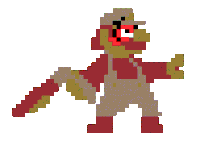 a pixel art of a man holding a sword