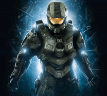 a video game character with a helmet that says halo on it