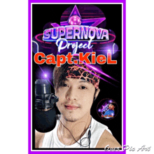 a poster for supernova project capt kiel with a man wearing headphones