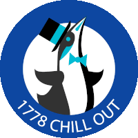 a penguin wearing a top hat and bow tie is surrounded by the words " 1776 chill out "