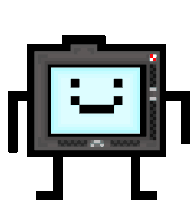 a pixel art of a tv with a smiley face on it