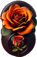 a painting of a red rose and an orange rose