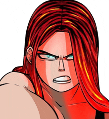 a cartoon drawing of a woman with long red hair