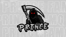 a grim reaper is holding a scythe and the word prince is on the bottom