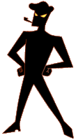 a silhouette of a man with a hat and a cigarette in his mouth