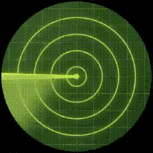 a radar screen shows a yellow circle in the middle of the screen