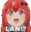 a pixel art drawing of a girl with red hair and the words `` lan ? ''