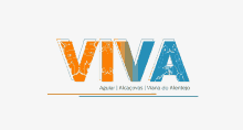 a blue and orange logo that says viva on a white background