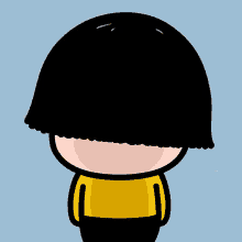 a cartoon girl with short hair and a yellow shirt