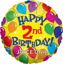 a happy 2nd birthday balloon with colorful balloons