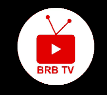 a logo for brb tv shows a red box with a play button