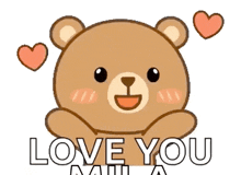 a teddy bear with hearts around it and the words love you