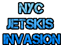 a sign that says nyc jetskis invasion on a white background