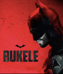 a poster of a man in a batman costume with the word bukele on the bottom