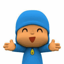 pocoyo is a cartoon character from the pocoyo show . he is wearing a blue hoodie and a blue hat .