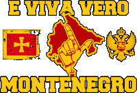 a poster that says e viva vero montenegro with a map and flag