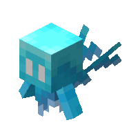 a pixel art of a blue squid in minecraft on a white background .