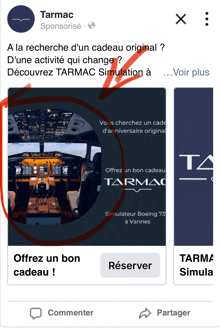 a facebook ad for tarmac shows a picture of a plane cockpit