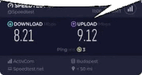 a screenshot of a speed test on a cell phone shows a download and upload speed .