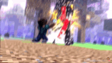 a blurred image of a video game with the word minecraft on the bottom right corner