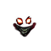 a joker face with glowing eyes and teeth