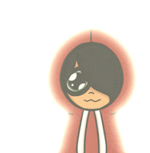 a cartoon drawing of a person wearing a red hoodie and glasses