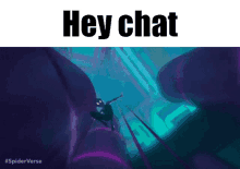 a picture of a cartoon character with the words hey chat above him