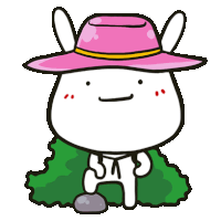 a cartoon character wearing a pink hat