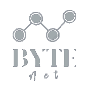 a logo for byte net with a graph and circles