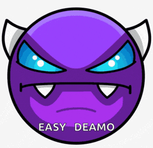 a purple circle with horns and the words easy deamo below it