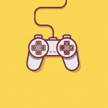 an illustration of a video game controller with a cord attached to it